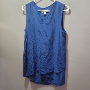 Christina B Blue Sleeveless V Neck Top S